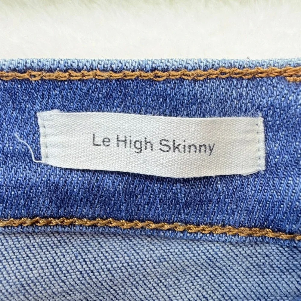 Frame Denim Le High Skinny Jeans Blue Front Seam Raw Split‎ Hem Size 24 - Picture 4 of 8
